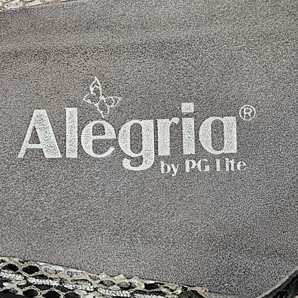 Alegria 40 / 9.5 VEN-718 Pewter Gleam Sandals Leather Wedge Slides Snakeskin - Picture 9 of 10